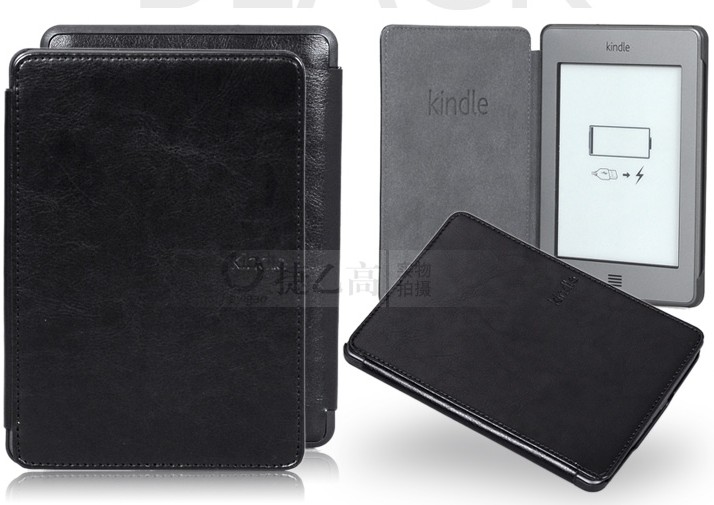 (image for) Black Red Leather Business Style Case Cover For Amazon Kindle Touch